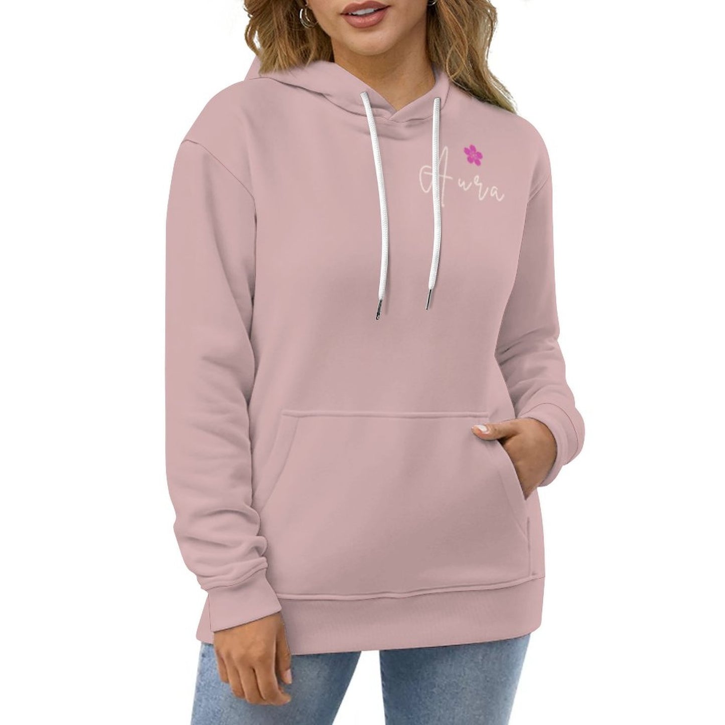 Hoodie vieux rose uni – Collection AURA