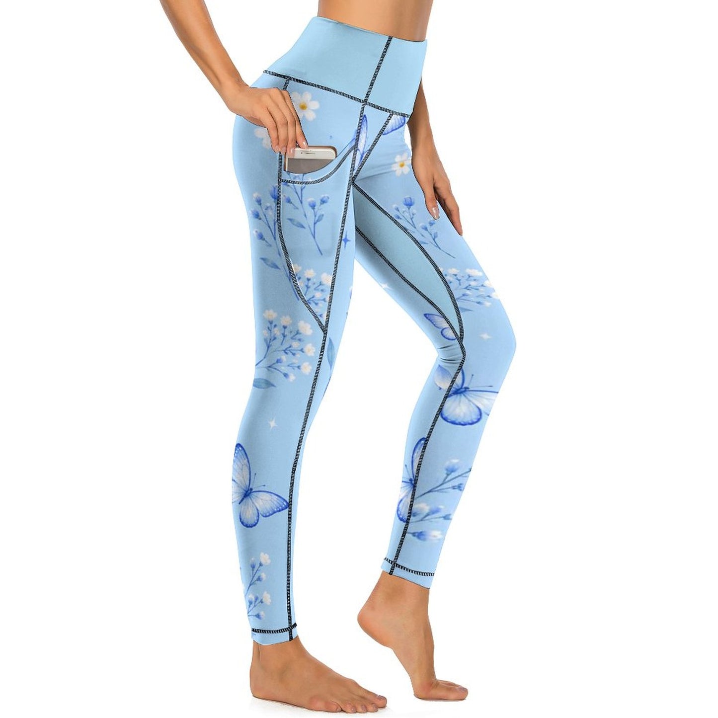Custom Print Patterned Yoga Pants with 2 Pockets (All-Over Printing)