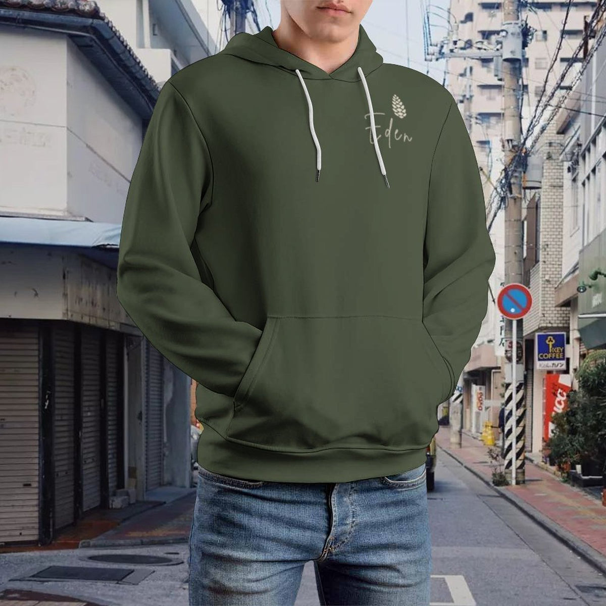 Hoodie illustration vert armée – Collection EDEN