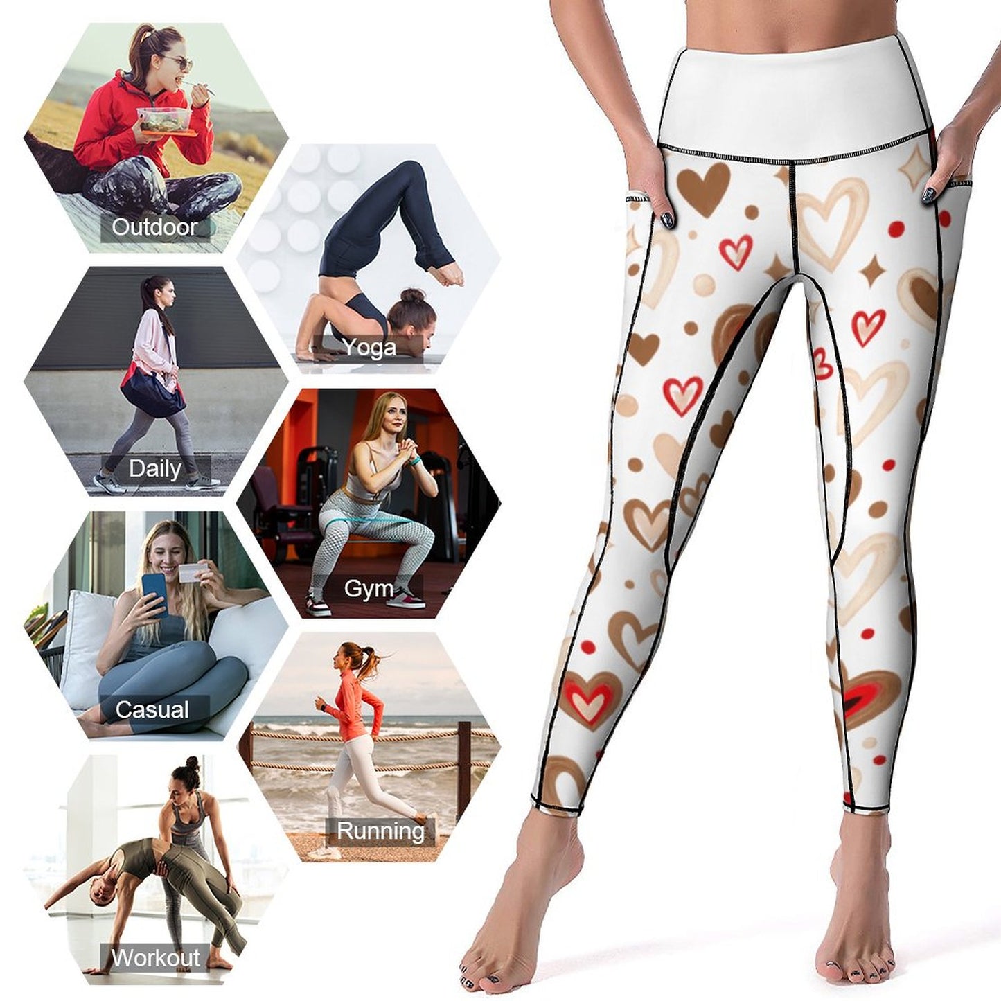 Custom Print Patterned Yoga Pants with 2 Pockets (All-Over Printing)