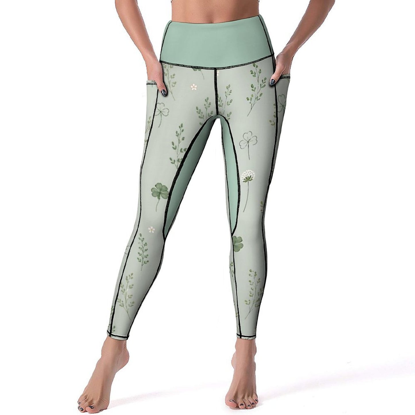 Custom Print Patterned Yoga Pants with 2 Pockets (All-Over Printing)