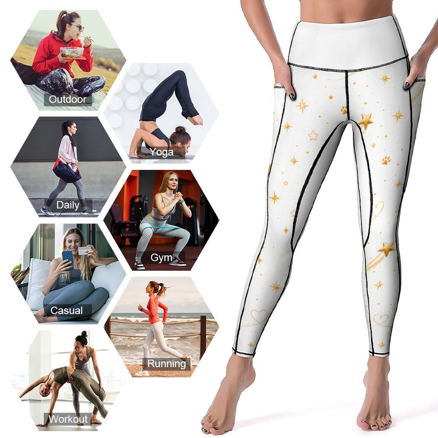 Legging signature blanc à motifs – Collection WILLOW