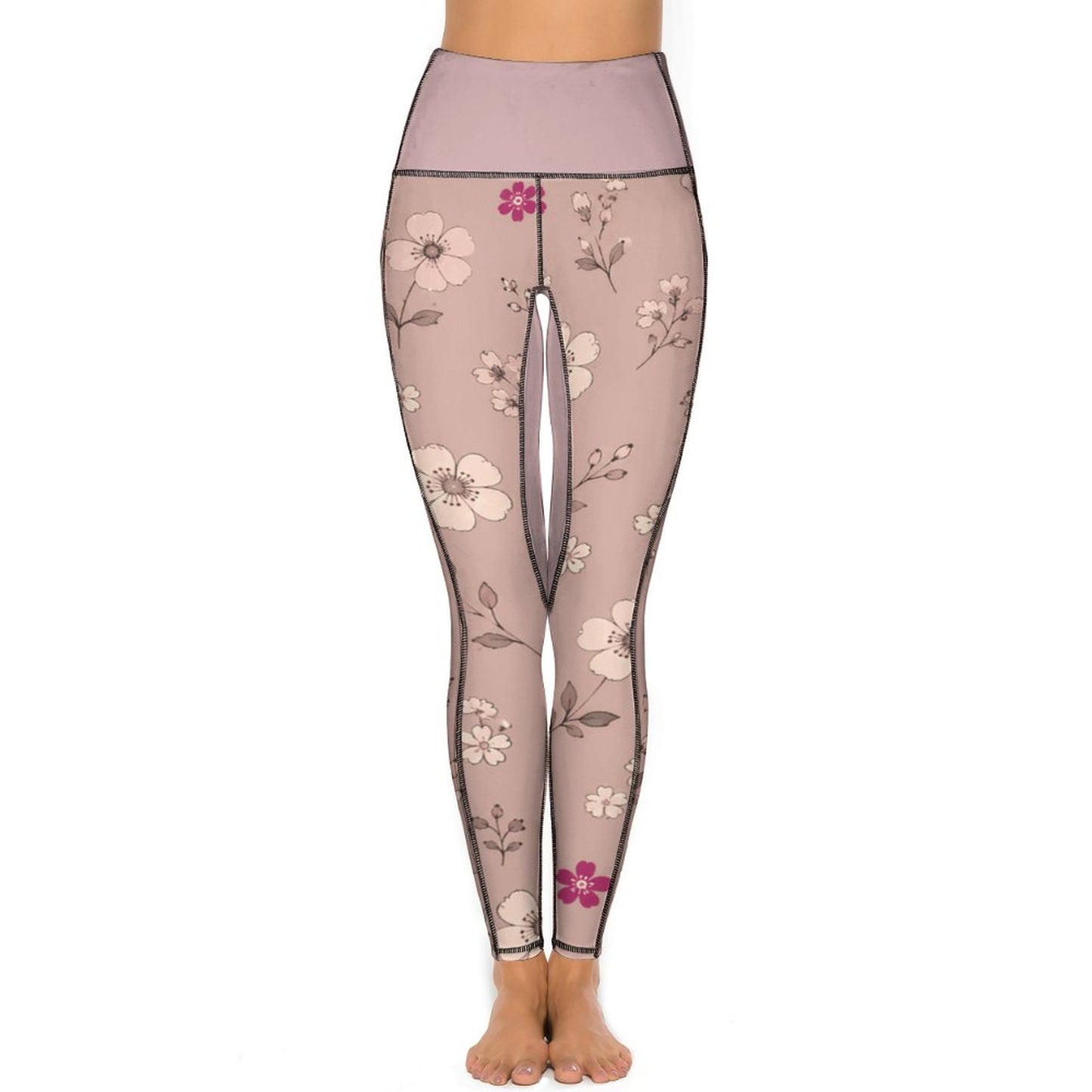 Legging signature vieux rose à motifs – Collection AURA