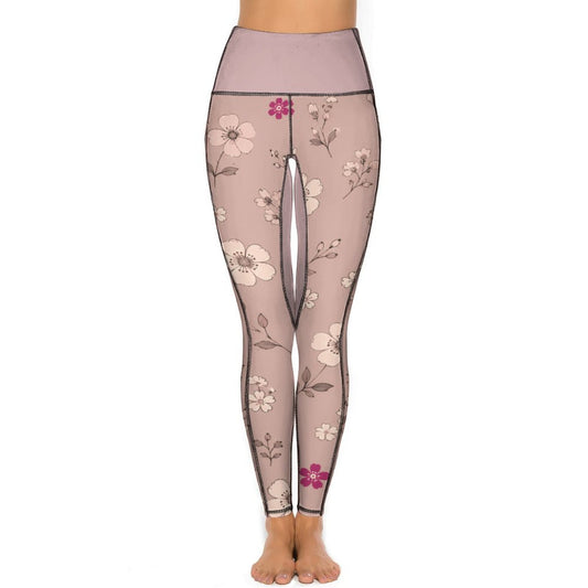 Legging signature vieux rose à motifs – Collection AURA