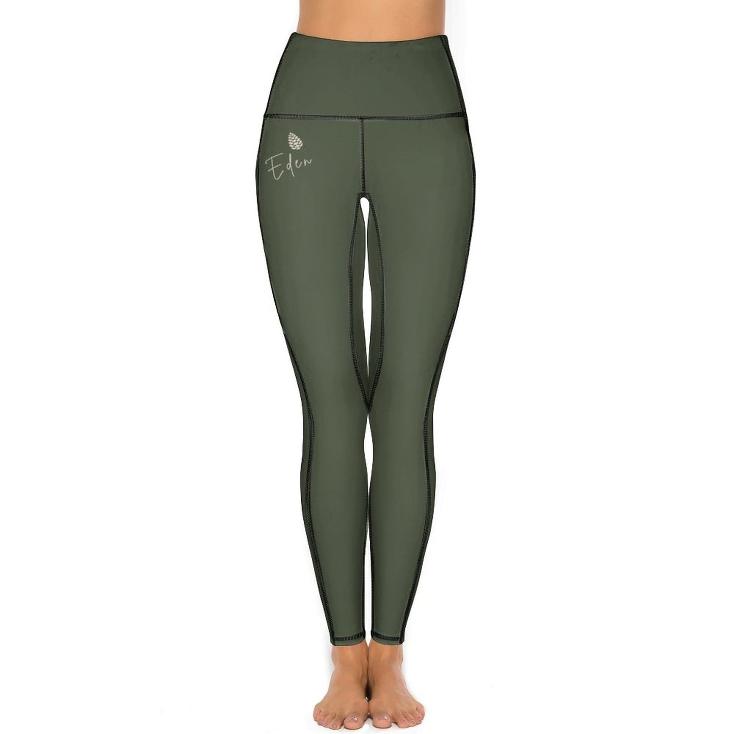Legging vert forêt uni pour femme – Collection EDEN