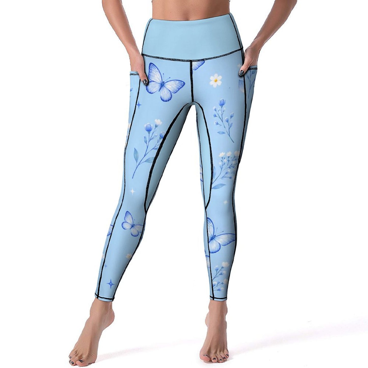 Custom Print Patterned Yoga Pants with 2 Pockets (All-Over Printing)