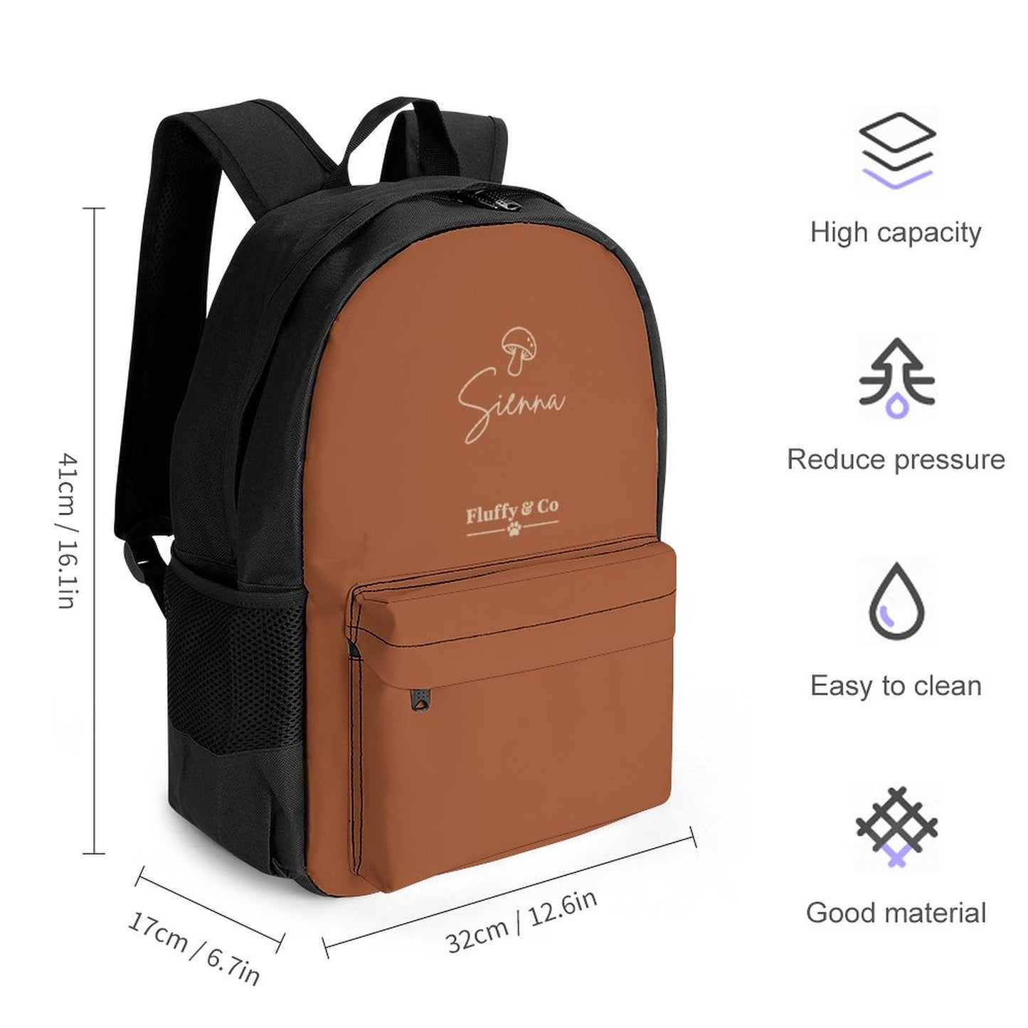 Sac à dos brun terre cuite uni – Collection SIENNA