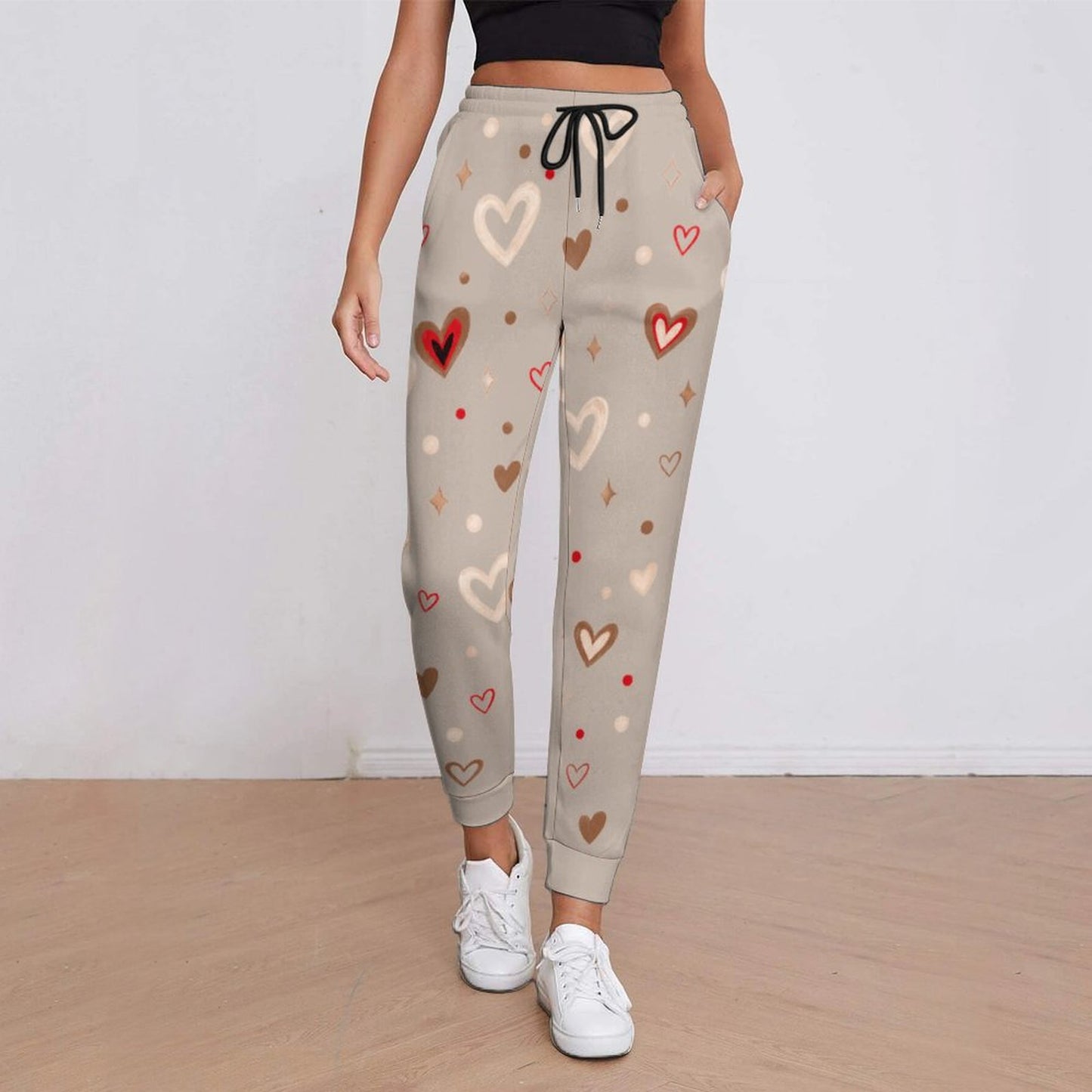 Pantalon de jogging taupe à motifs – Collection LUMI