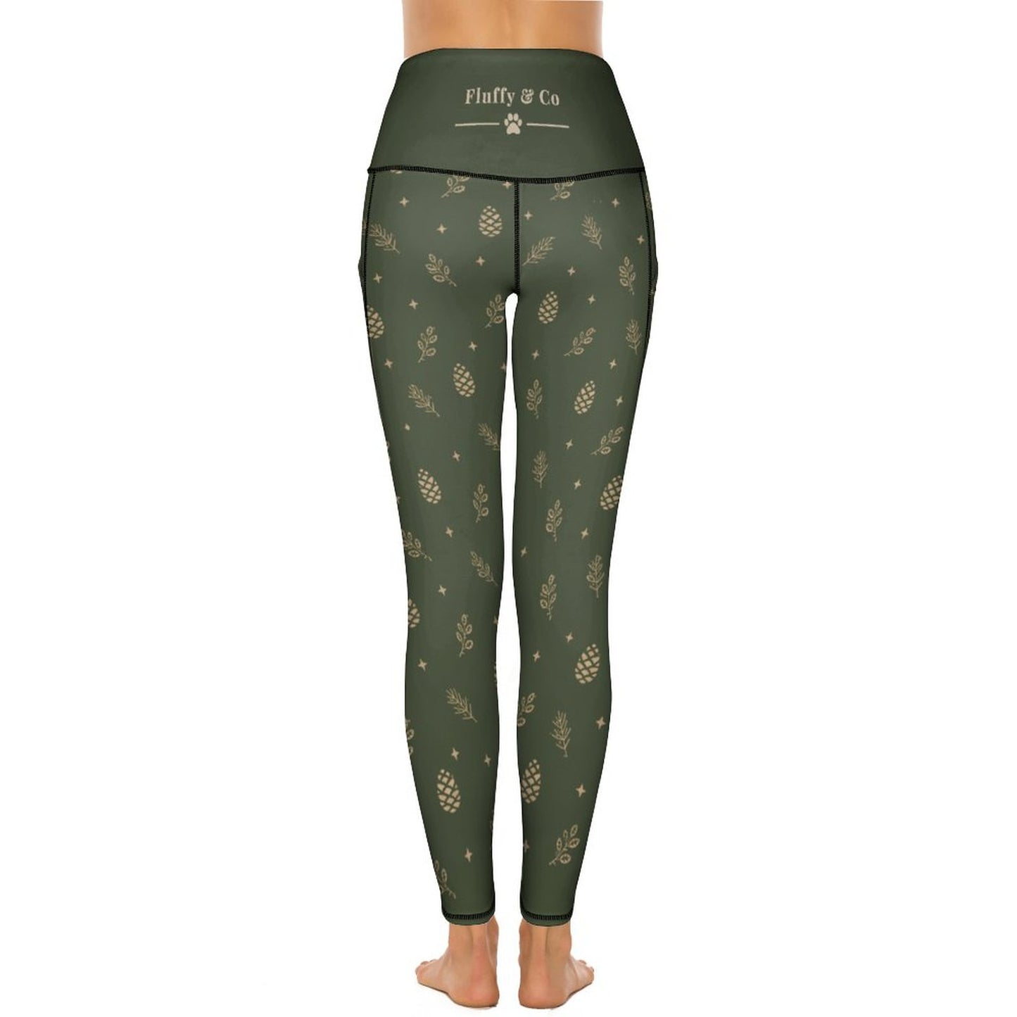 Legging vert forêt à motifs pour femme – Collection EDEN