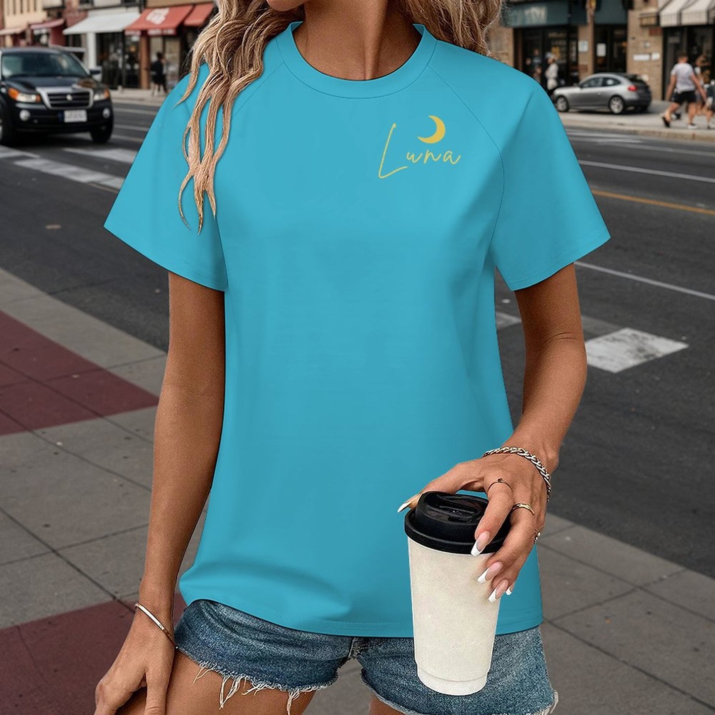 T-shirt Dog Mom turquoise uni – Collection LUNA