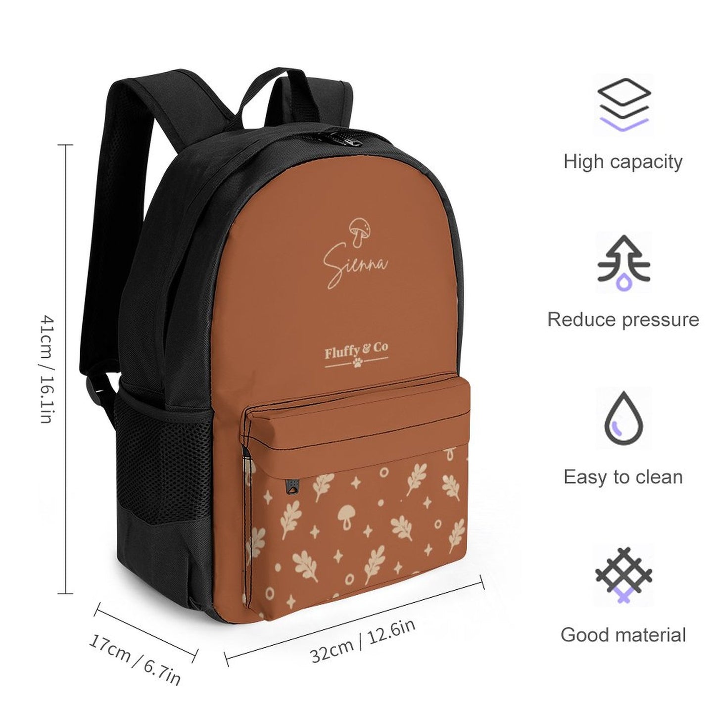 Sac à dos brun terre cuite à motifs – Collection SIENNA