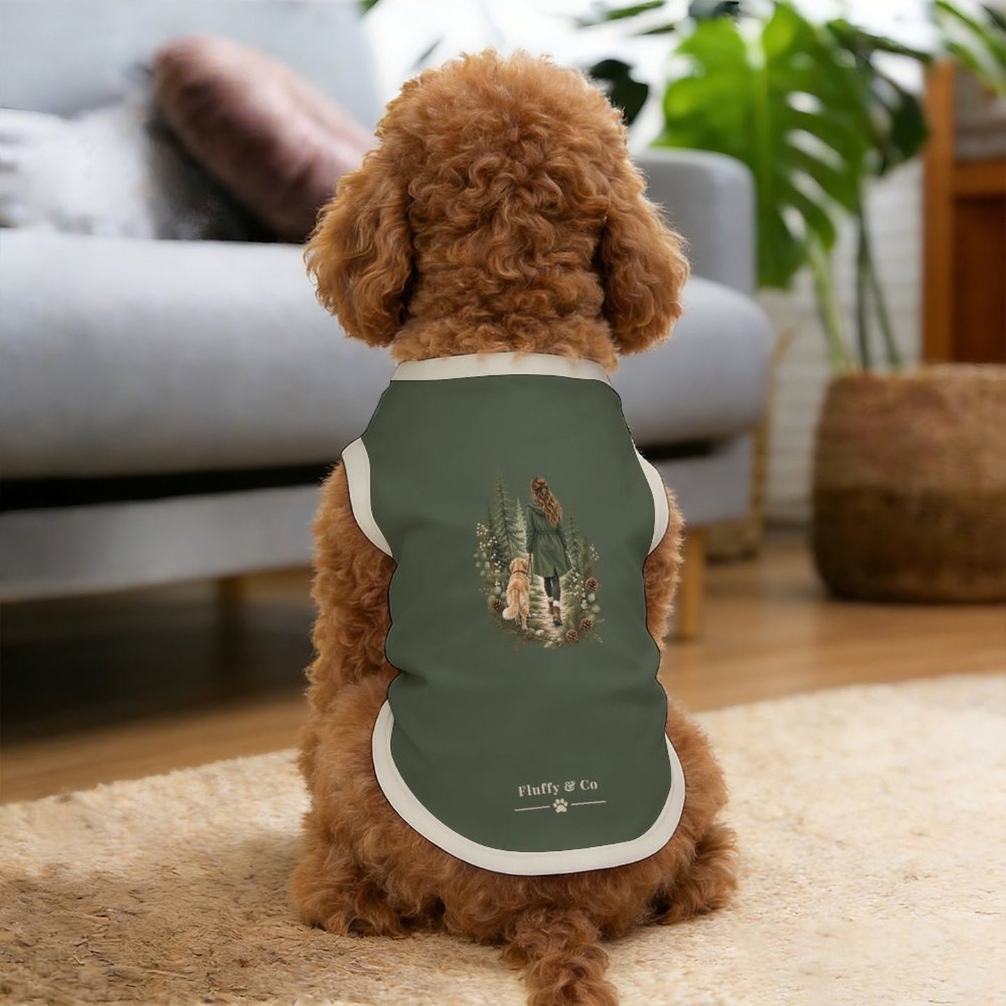 Pyjama et chandail vert forêt Illustration pour chien – Collection EDEN