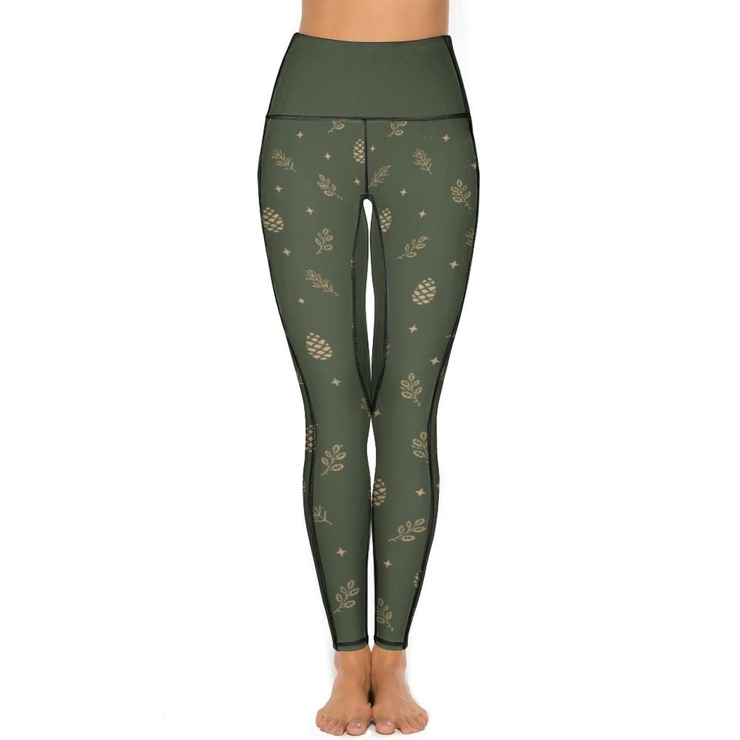 Legging vert forêt à motifs pour femme – Collection EDEN