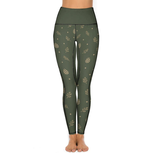 Legging vert forêt à motifs pour femme – Collection EDEN