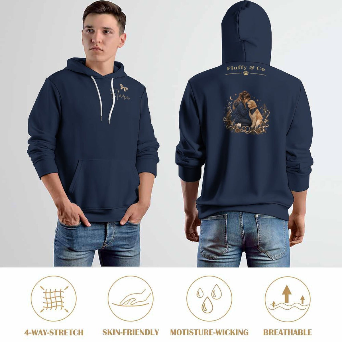 Hoodie illustration bleu nuit – Collection ELARA