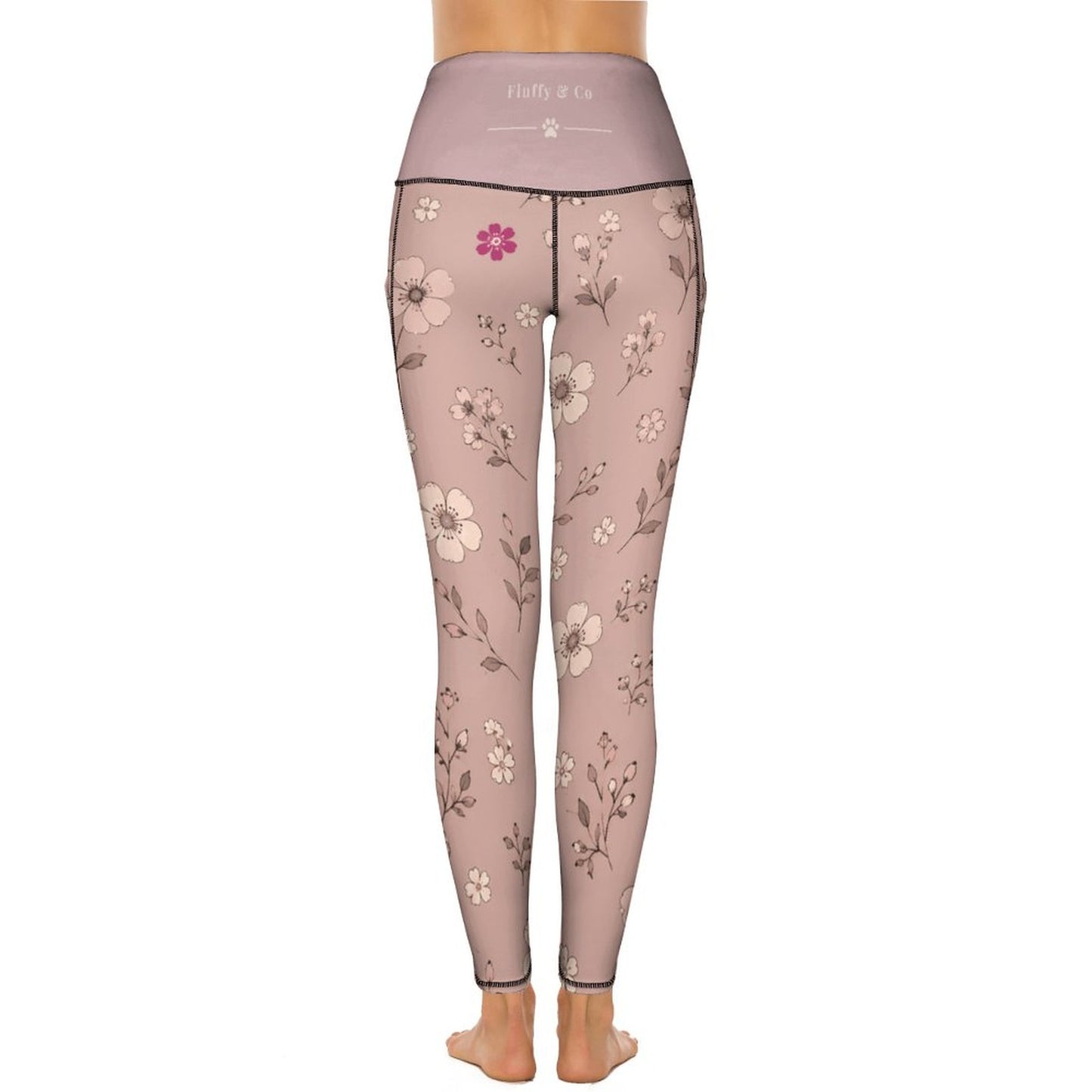 Legging signature vieux rose à motifs – Collection AURA