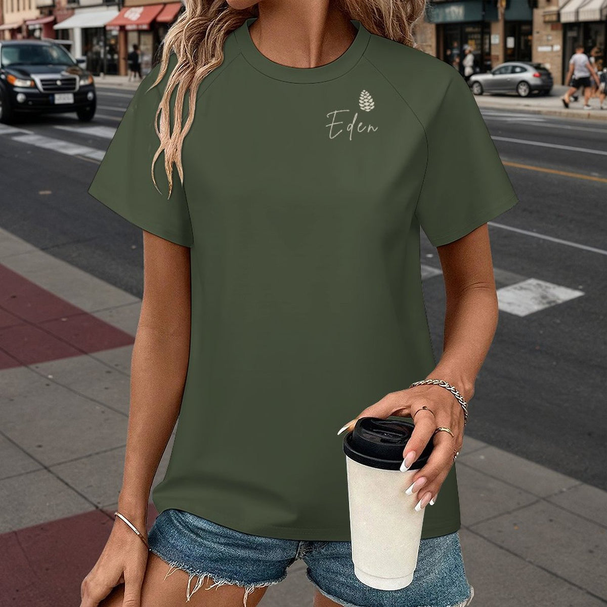 T-shirt vert forêt uni Dog Mom – Collection EDEN