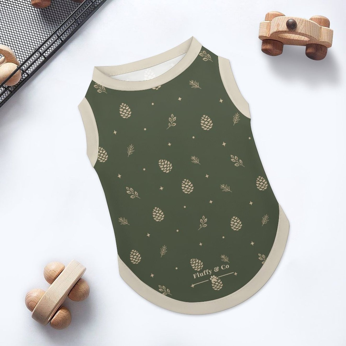 Pyjama et chandail vert forêt à motifs pour chien – Collection EDEN