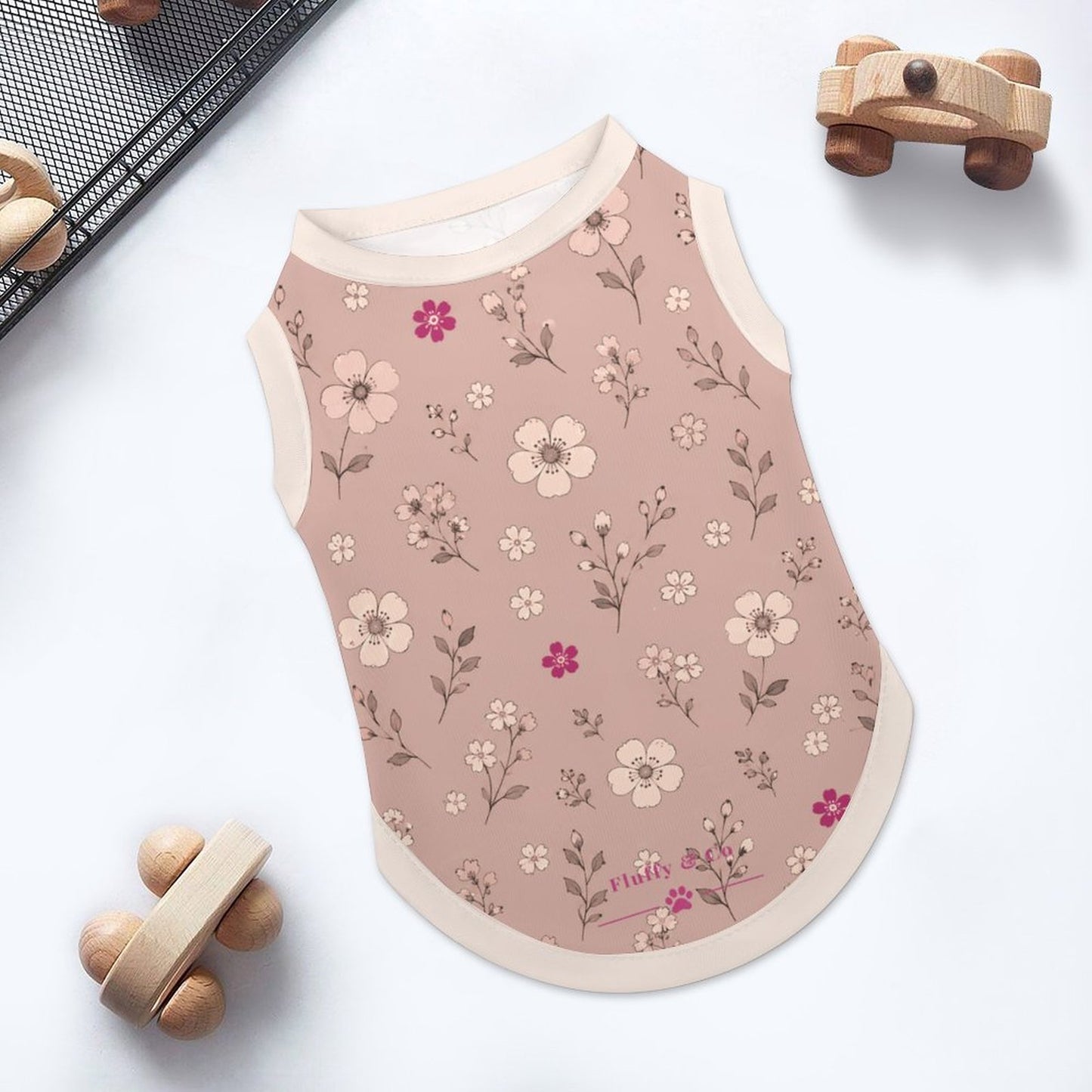 Pyjama et chandail vieux rose à motifs pour chien – Collection AURA
