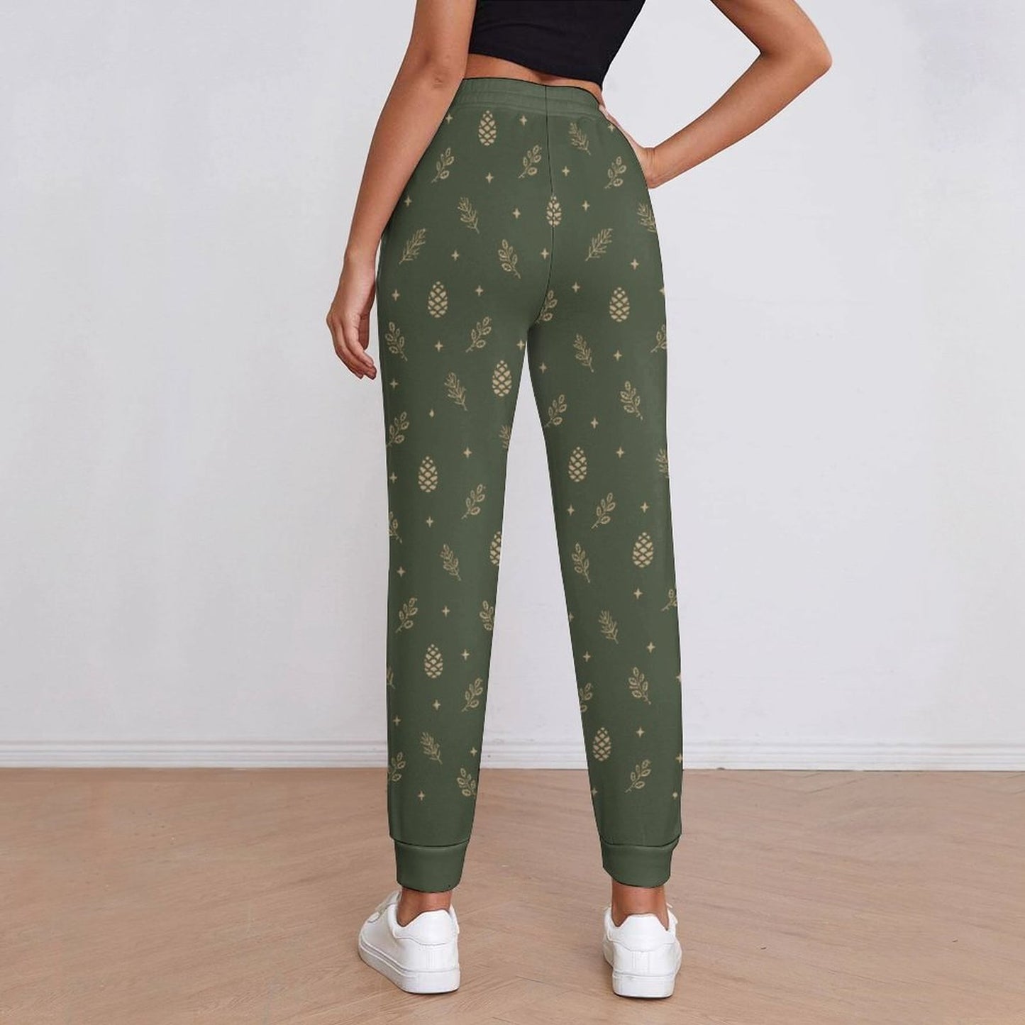 Pantalon jogging vert forêt à motifs – Collection EDEN