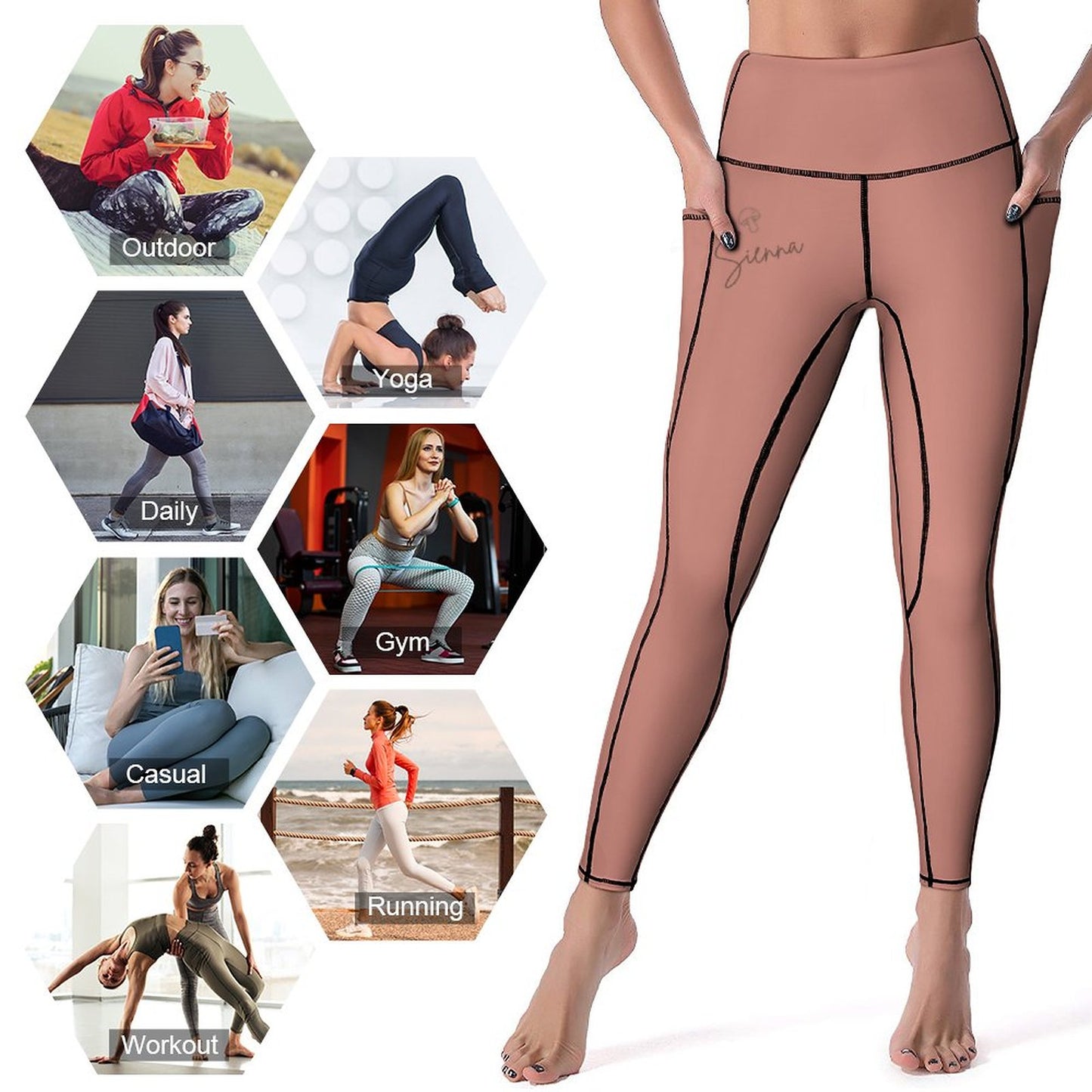 Legging terracotta uni pour femme – Collection SIENNA