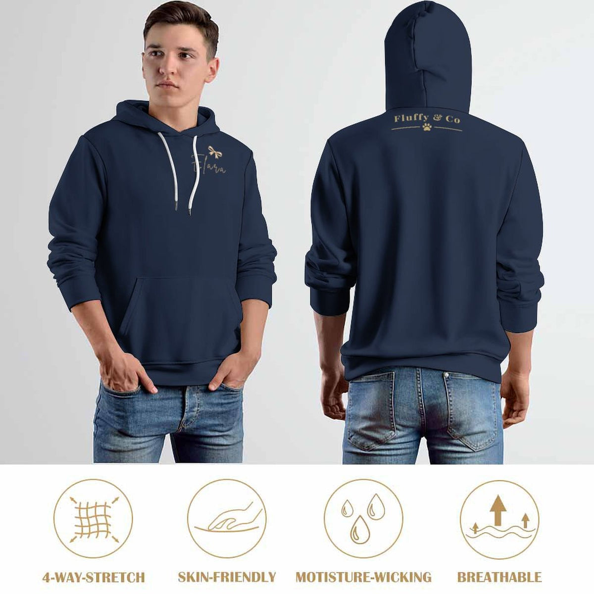 Hoodie uni bleu nuit – Collection ELARA