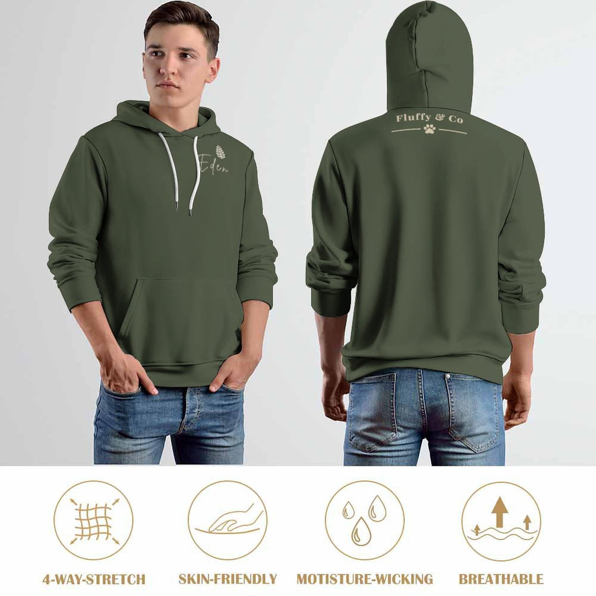 Hoodie uni vert armée – Collection EDEN