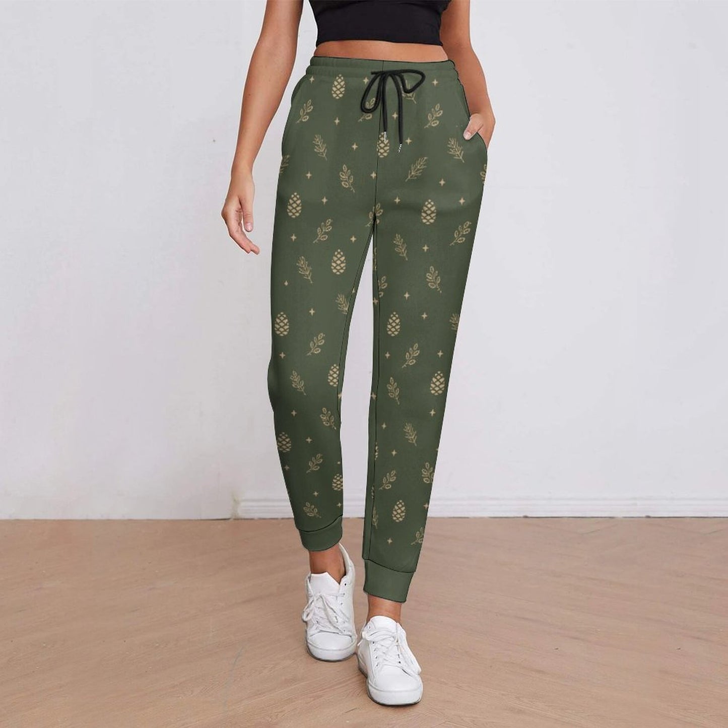 Pantalon jogging vert forêt à motifs – Collection EDEN